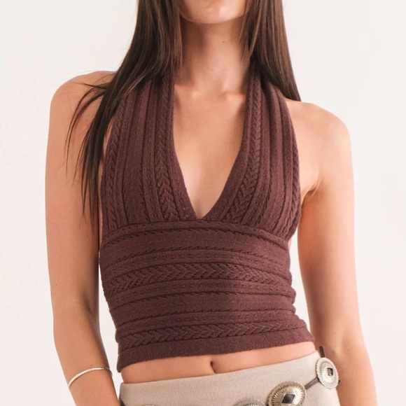 MAUI KNIT HALTER TOP in BLACK - Picture 1 of 2
